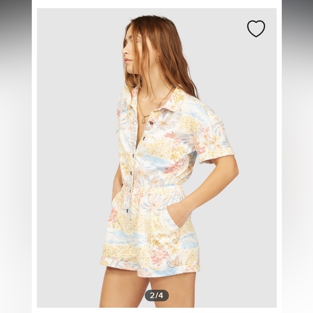Billabong x Wrangler Cali Sun Button Down Short Sleeve Romper Jumpsuit